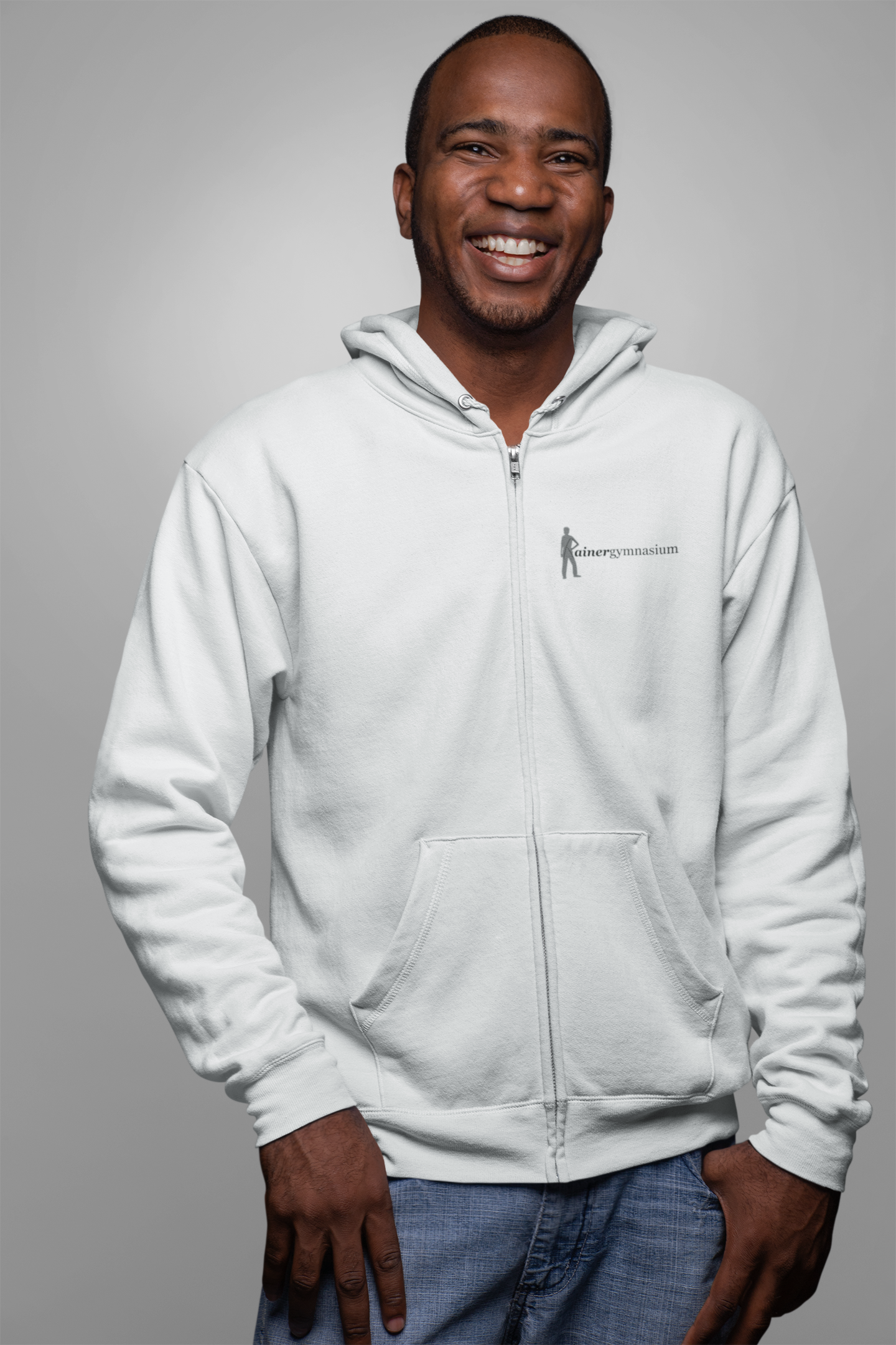 Rainergymnasium - Basic Zip-Hoodie - Weiß